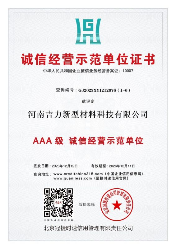 诚信经营示范单位证书